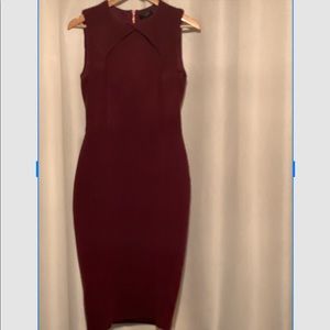 Ted Baker London uk3 ribbed bodycon maroon dress